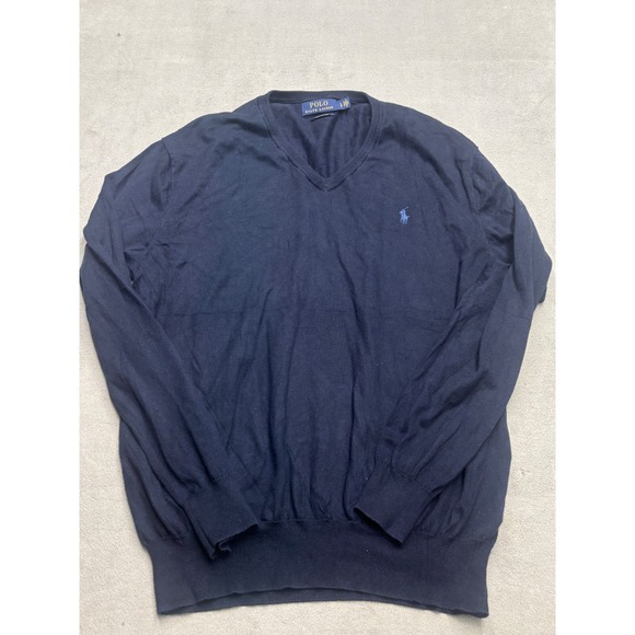 Polo Ralph Lauren Other - Polo Ralph Lauren V Neck Navy Blue Pima Cotton Sweater Mens Large